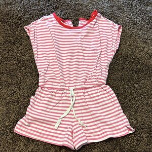Primary Pink and White Striped Kids Romper